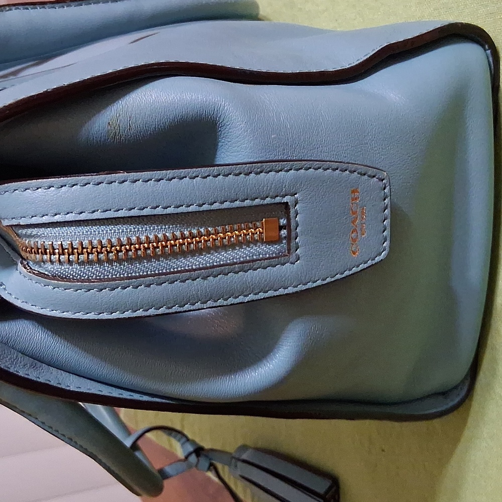 Coach Chelsea Carryall Elegant Robin Egg Blue Leather Satchel Bag - Picture 5 of 11